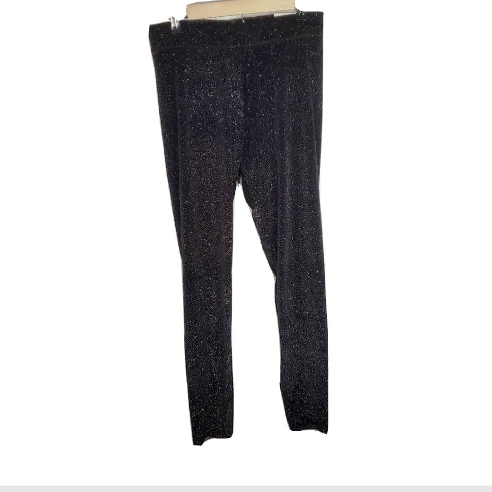 Pink Shimmer Velour Legging Large Black Silver